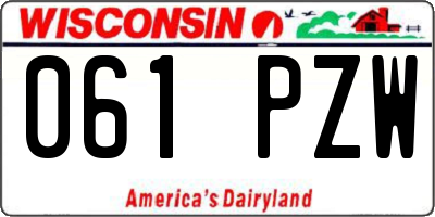 WI license plate 061PZW