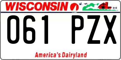 WI license plate 061PZX