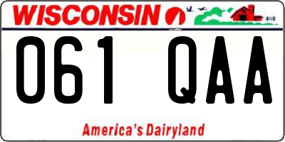 WI license plate 061QAA