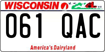 WI license plate 061QAC