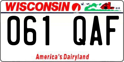 WI license plate 061QAF