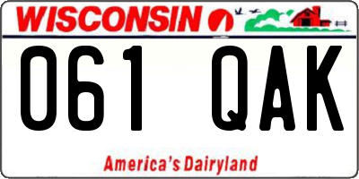 WI license plate 061QAK