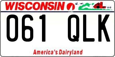 WI license plate 061QLK