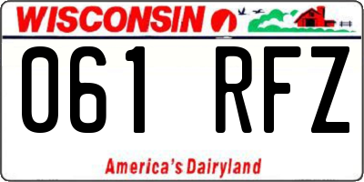 WI license plate 061RFZ