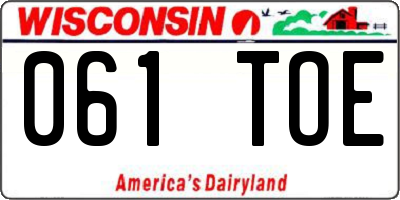 WI license plate 061TOE