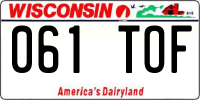 WI license plate 061TOF