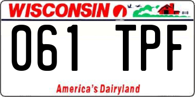 WI license plate 061TPF