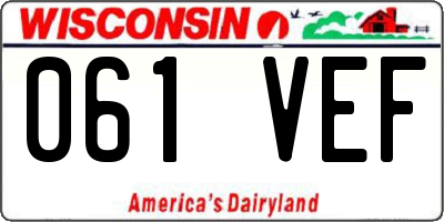 WI license plate 061VEF