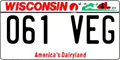 WI license plate 061VEG