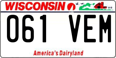 WI license plate 061VEM