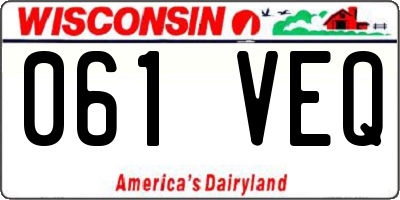 WI license plate 061VEQ
