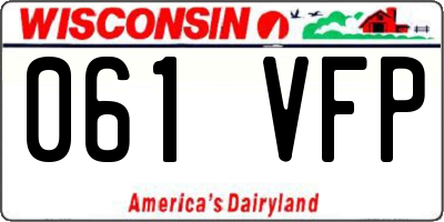 WI license plate 061VFP