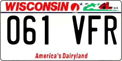 WI license plate 061VFR