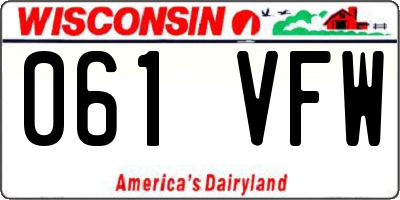 WI license plate 061VFW