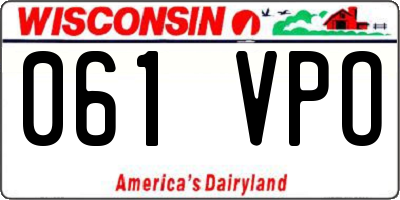 WI license plate 061VPO