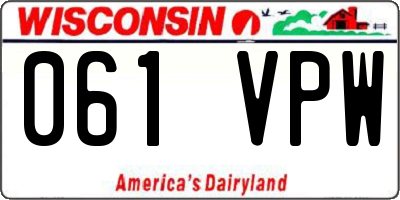 WI license plate 061VPW