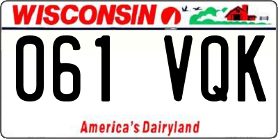 WI license plate 061VQK