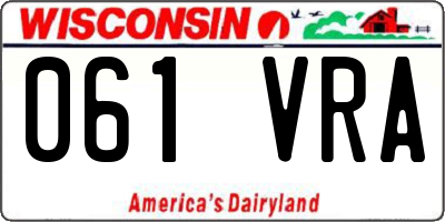 WI license plate 061VRA