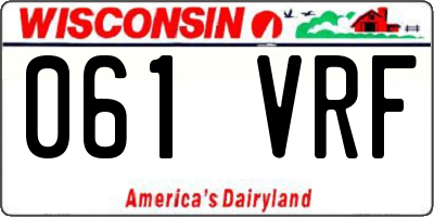 WI license plate 061VRF
