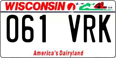 WI license plate 061VRK