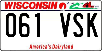 WI license plate 061VSK
