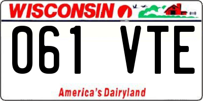 WI license plate 061VTE