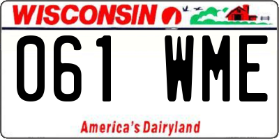WI license plate 061WME