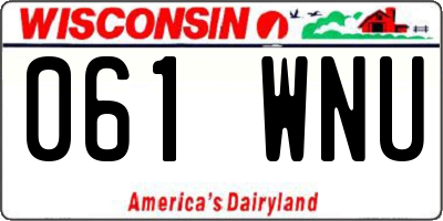 WI license plate 061WNU