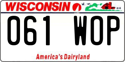 WI license plate 061WOP