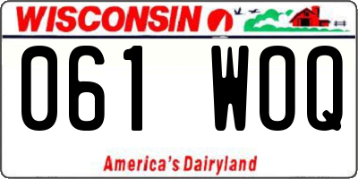 WI license plate 061WOQ