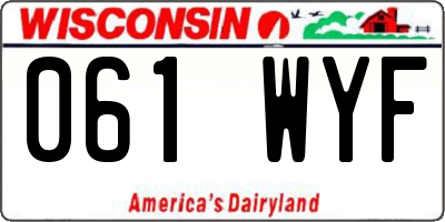 WI license plate 061WYF