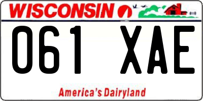 WI license plate 061XAE
