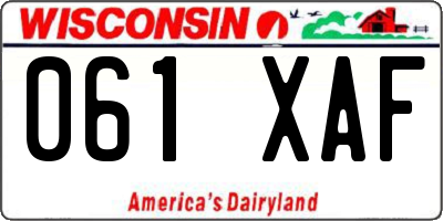 WI license plate 061XAF