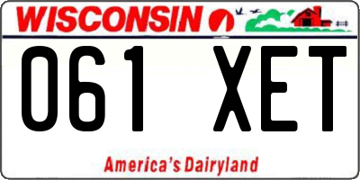 WI license plate 061XET