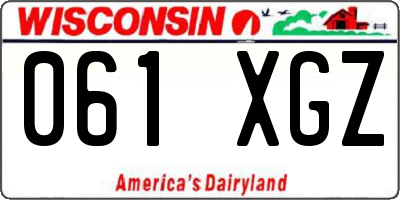 WI license plate 061XGZ