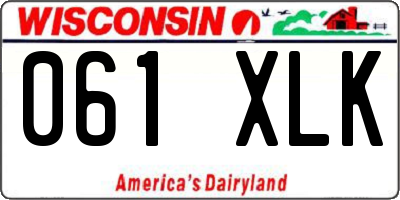 WI license plate 061XLK