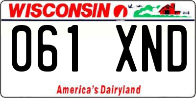 WI license plate 061XND