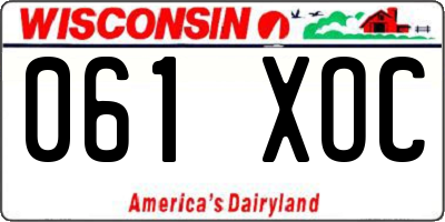 WI license plate 061XOC