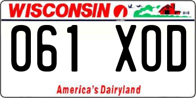 WI license plate 061XOD