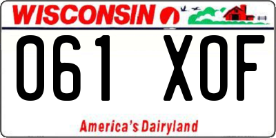 WI license plate 061XOF