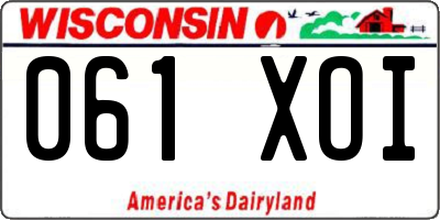 WI license plate 061XOI