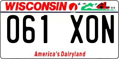 WI license plate 061XON