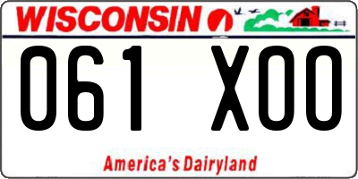 WI license plate 061XOO