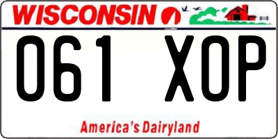 WI license plate 061XOP