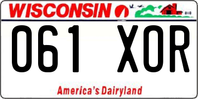 WI license plate 061XOR