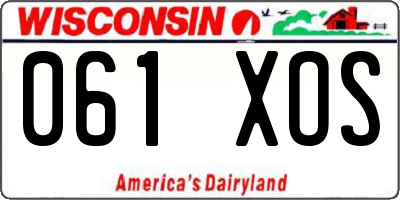 WI license plate 061XOS