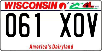 WI license plate 061XOV