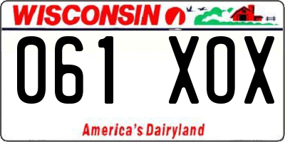 WI license plate 061XOX