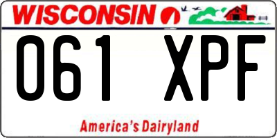 WI license plate 061XPF