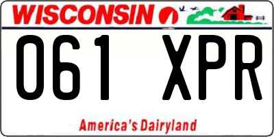 WI license plate 061XPR